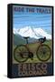 Frisco, Colorado - Mountain Bike and Mountains-Lantern Press-Framed Stretched Canvas