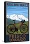 Frisco, Colorado - Mountain Bike and Mountains-Lantern Press-Framed Stretched Canvas