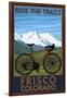 Frisco, Colorado - Mountain Bike and Mountains-Lantern Press-Framed Art Print