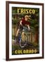 Frisco, Colorado - Mountain Biker in Trees-Lantern Press-Framed Art Print