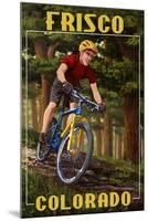 Frisco, Colorado - Mountain Biker in Trees-Lantern Press-Mounted Art Print