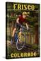 Frisco, Colorado - Mountain Biker in Trees-Lantern Press-Stretched Canvas