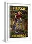 Frisco, Colorado - Mountain Biker in Trees-Lantern Press-Framed Art Print