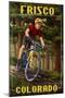 Frisco, Colorado - Mountain Biker in Trees-Lantern Press-Mounted Art Print