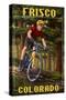 Frisco, Colorado - Mountain Biker in Trees-Lantern Press-Stretched Canvas