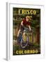 Frisco, Colorado - Mountain Biker in Trees-Lantern Press-Framed Art Print