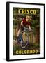 Frisco, Colorado - Mountain Biker in Trees-Lantern Press-Framed Art Print