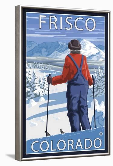 Frisco, Colorado - Skier Admiring-Lantern Press-Framed Art Print