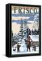 Frisco, Colorado - Snowman Scene-Lantern Press-Framed Stretched Canvas