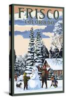 Frisco, Colorado - Snowman Scene-Lantern Press-Stretched Canvas