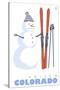 Frisco, Colorado - Snowman with Skis-Lantern Press-Stretched Canvas