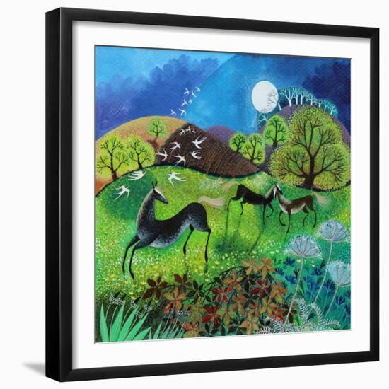 Frisky Ponies, 2019, (acrylics on paper)-Lisa Graa Jensen-Framed Giclee Print