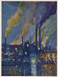Munitions Factory at Night at the Beginning of World War One-Fritz Gartner-Mounted Art Print