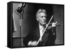 Fritz Kreisler, Austrian Born Violinist and Composer, Playing the Violin in an NBC Studio-Alfred Eisenstaedt-Framed Stretched Canvas