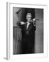 Fritz Kreisler, Austrian-Born Violinist and Composer, Playing Violin During Broadcast at NBC Studio-Alfred Eisenstaedt-Framed Premium Photographic Print