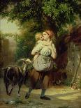 A Mother and Child with a Goat on a Path-Fritz Zuber-Buhler-Giclee Print