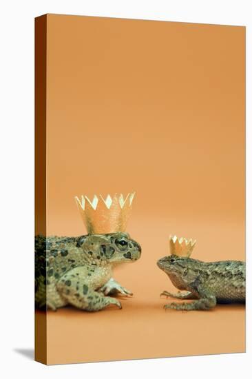 Frog and Lizard Wearing Crowns-Walter B. McKenzie-Stretched Canvas