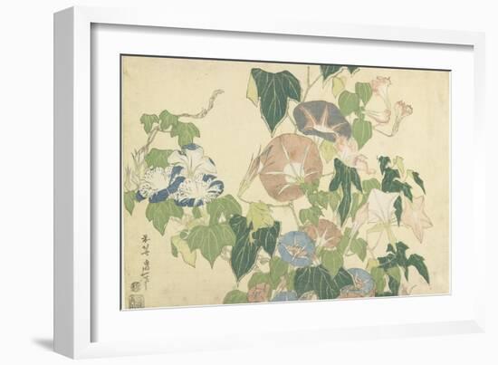 Frog and Morning Glories, C. 1832-Katsushika Hokusai-Framed Giclee Print