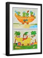 Frog boat and monkey car-Christian Kaempf-Framed Premium Giclee Print