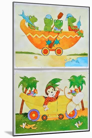 Frog boat and monkey car-Christian Kaempf-Mounted Premium Giclee Print