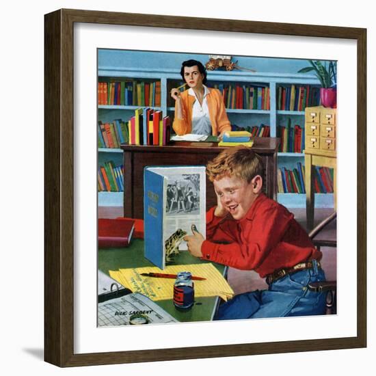 "Frog in the Library", February 25, 1956-Richard Sargent-Framed Giclee Print