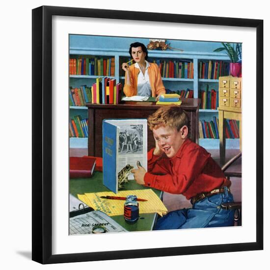 "Frog in the Library", February 25, 1956-Richard Sargent-Framed Giclee Print