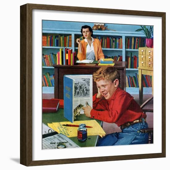 "Frog in the Library", February 25, 1956-Richard Sargent-Framed Giclee Print