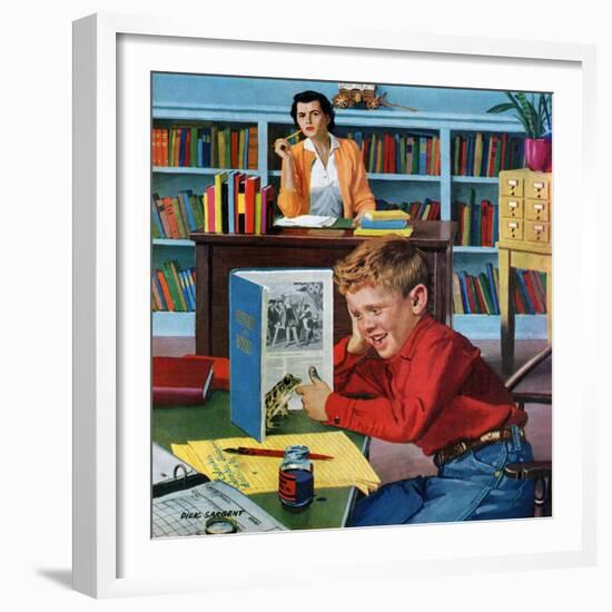 "Frog in the Library", February 25, 1956-Richard Sargent-Framed Giclee Print