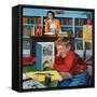 "Frog in the Library", February 25, 1956-Richard Sargent-Framed Stretched Canvas