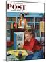 "Frog in the Library" Saturday Evening Post Cover, February 25, 1956-Richard Sargent-Mounted Premium Giclee Print