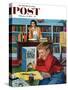 "Frog in the Library" Saturday Evening Post Cover, February 25, 1956-Richard Sargent-Stretched Canvas
