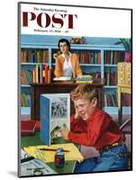 "Frog in the Library" Saturday Evening Post Cover, February 25, 1956-Richard Sargent-Mounted Giclee Print