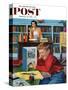 "Frog in the Library" Saturday Evening Post Cover, February 25, 1956-Richard Sargent-Stretched Canvas