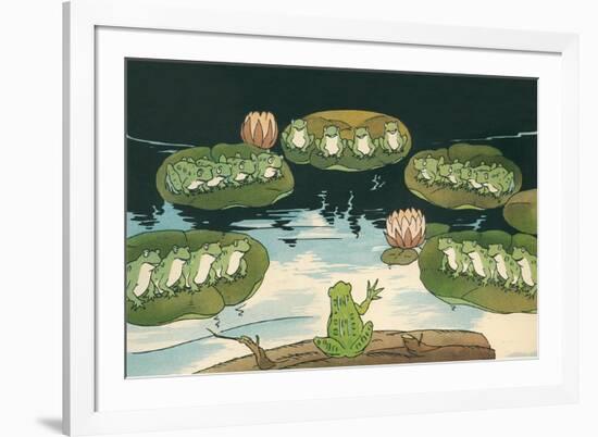 Frog Leading Swamp Chorus-null-Framed Art Print