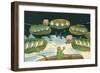 Frog Leading Swamp Chorus-null-Framed Art Print