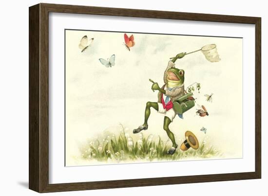 Frog Lepidopterist-null-Framed Art Print