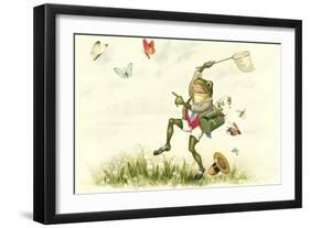 Frog Lepidopterist-null-Framed Art Print