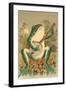 Frog Playing Banjo in Moonlight-null-Framed Art Print