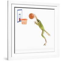 Frog Playing Basketball-null-Framed Photographic Print