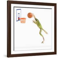 Frog Playing Basketball-null-Framed Photographic Print