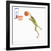 Frog Playing Basketball-null-Framed Photographic Print