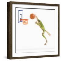 Frog Playing Basketball-null-Framed Photographic Print