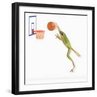 Frog Playing Basketball-null-Framed Photographic Print