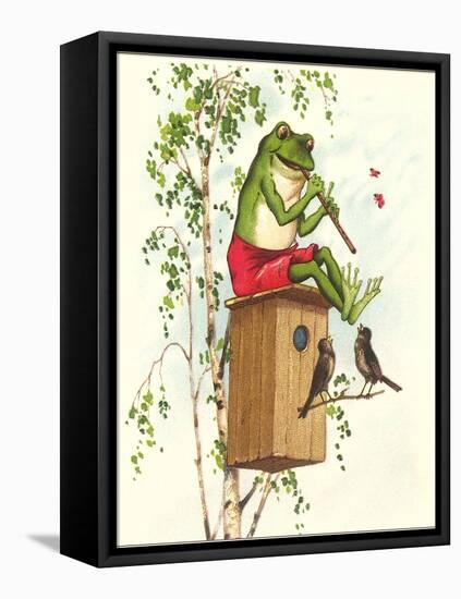 Frog Playing Flute-null-Framed Stretched Canvas