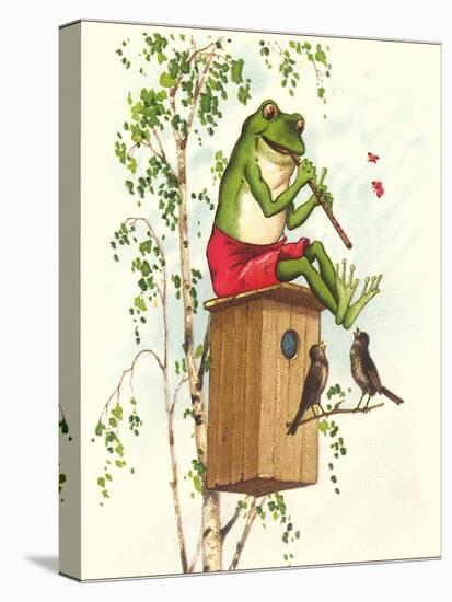 Frog Playing Flute-null-Stretched Canvas