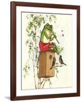 Frog Playing Flute-null-Framed Art Print