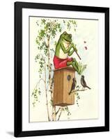 Frog Playing Flute-null-Framed Art Print