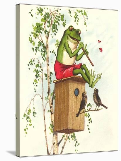 Frog Playing Flute-null-Stretched Canvas