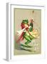 Frog Popping Champagne Cork-null-Framed Art Print