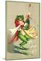 Frog Popping Champagne Cork-null-Mounted Art Print